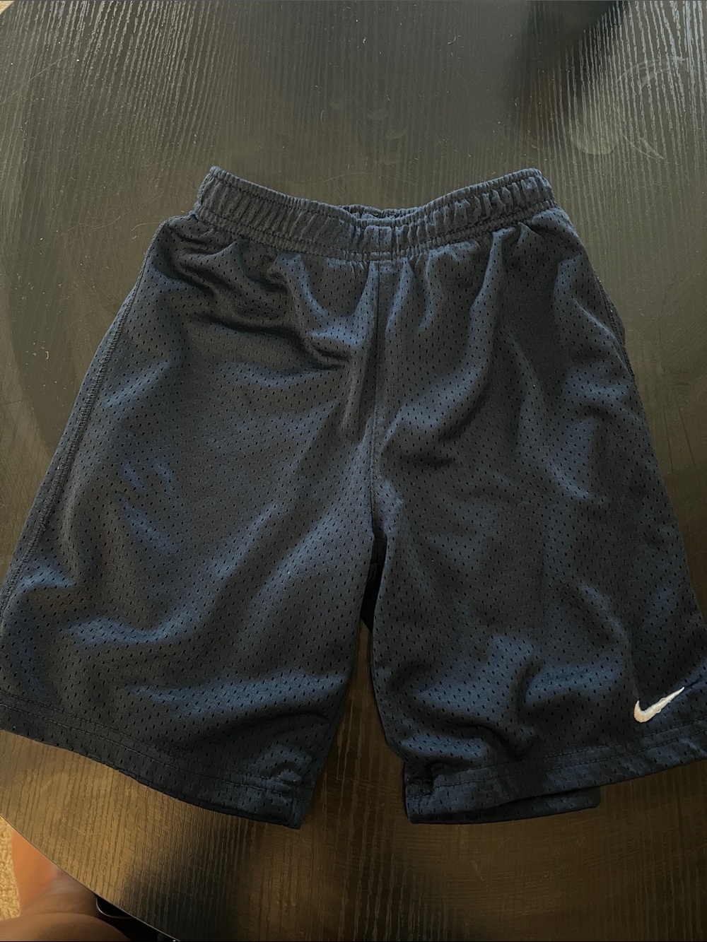 Nike Kids Black Mesh Sports Shorts with White Swoosh